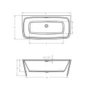 Riho Adore Back-2-Wall 180x86cm, wandstehende Badewanne, gl&auml;nzende Oberfl&auml;che