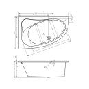 Riho Lyra 140x90cm, Raumsparbadewanne, gl&auml;nzende...