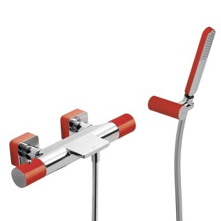Tres Loft Colors, Thermostat Wannenbatterie, Rot-chrom