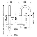 Tres Cuadro Exclusive, Einhebel Waschtischmischer, 24k Gold