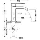 Tres Cuadro Exclusive, Einhebel Waschtischmischer, 24k Gold