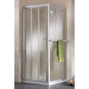 HSK Favorit Gleitt&uuml;r, 3-teilig in Kombination mit Seitenwand inkl. Handtuchhalter, Sondermass B:75-100cm ; H:185,1-200cm, 100cm, alu silber matt, Kunstglas