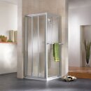 HSK Favorit Gleitt&uuml;r, 3-teilig in Kombination mit Seitenwand inkl. Handtuchhalter, Sondermass B:75-100cm ; H:185,1-200cm, 100cm, alu silber matt, Kunstglas