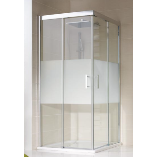 HSK Solida Gleitt&uuml;r Eckeinstieg, 4-teilig bodenfrei, 90x80cm, chromoptik