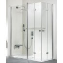 HSK Exklusiv Eckeinstieg mit Drehfaltt&uuml;r und Festelement, 120x90cm, weiss