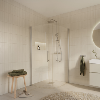 Euroshowers Round Viertelkreisdusche, 70cm, 100cm, Aluminium eloxiert, Teilweise Milchglas