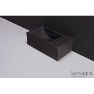 Forzalaqua Stein Waschbecken, VENETIA XS BLUESTONE MATT GESCHLIFFEN 29X16X10CM 1X&Oslash;36MM, R