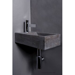 Forzalaqua Stein Waschbecken, VENETIA BLUESTONE MATT GESCHLIFFEN 40X22X10CM, 1X&Oslash;36MM, L