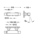 Tres Cuadro-Tres, Thermostat Wannenbatterie, chrom