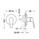 Tres Base-Tres Plus, Unterputz-Einhandmischer (1-Weg), chrom