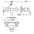 Tres Base-Tres Plus, Einhebel Brausemischer, chrom