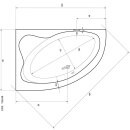 Raumsparwanne Pauline 150x98cm