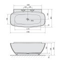 NIGRA Freistehende Gussmarmor-Badewanne 158x80x45cm, schwarz/weiss