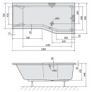 VERSYS R asymmetrische Badewanne 160x84x70cm, rechts, weiss