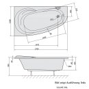 NAOS L asymmetrische Badewanne 170x100x43cm links, weiss