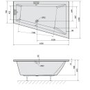 TRIANGL R SLIM asymmetrische Badewanne 180x120x50cm, weiss
