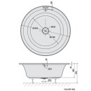 OBLO Badewanne mit Rahmengestell, rund, 165x48cm, weiss