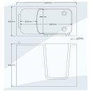 CASCADE Badewanne mit T&uuml;r/Seniorenbadewanne 150x70cm  Ausf&uuml;hrung Rechts