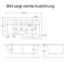 Raumspar Badewanne Syna mit Duschzone 150x85/70cm, Rechts, weiss, Komplett-Set