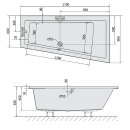 ANDRA R SLIM asymmetrische Badewanne 170x90x45cm, weiss