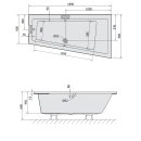 ANDRA R SLIM asymmetrische Badewanne 180x90x45cm, weiss