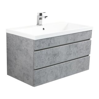 Badsanitaer Badm&ouml;bel Nisa 90 beton mit grifflosen Schubladen; 91x49x60,4cm