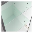 Badsanitaer Hochschrank 120 cm anthrazit seidenglanz mit Glaseinlagen; 35,2x35,8x120cm