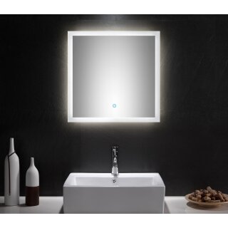 Badsanitaer LED Spiegel 60x60 cm mit Touch Bedienung EEK: F; 60x3,2x60cm