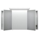 Badsanitaer Spiegelschrank 120cm inkl. Design LED-Lampe und Glasb&ouml;den weiss hochglanz EEK: F; 120x17x62,2cm