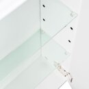 Badsanitaer Spiegelschrank 140cm inkl. Design LED-Lampe und Glasb&ouml;den weiss hochglanz EEK: F; 140x17x62,2cm