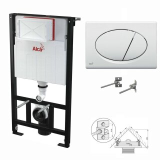 Alcaplast WC-Montagerahmen zur Eckmontage 1000mm mit Bet&auml;tigungsplatte wei&szlig;