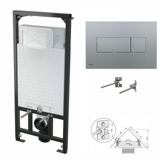 Alcaplast WC-Montagerahmen zur Eckmontage 1120mm mit Bet&auml;tigungsplatte chrom-matt