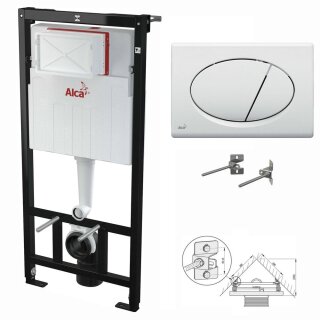 Alcaplast WC-Montagerahmen zur Eckmontage 1120mm mit Bet&auml;tigungsplatte wei&szlig;