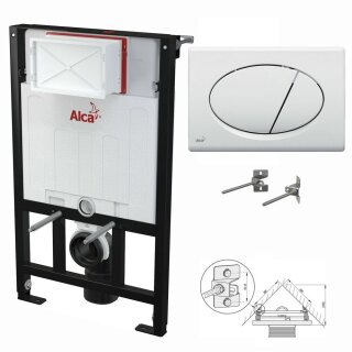 Alcaplast WC-Montagerahmen zur Eckmontage 850mm mit Bet&auml;tigungsplatte wei&szlig;