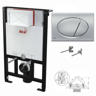 Alcaplast WC-Montagerahmen zur Eckmontage 850mm mit Bet&auml;tigungsplatte chrom-matt